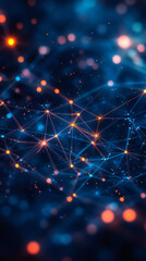 Poster - Complex network of interconnected nodes forming a futuristic digital web, symbolizing data flow and technological advancement