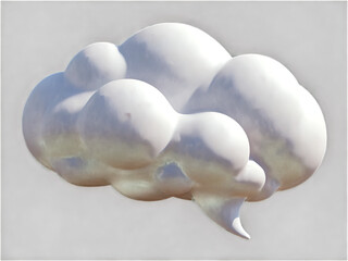 Fototapete - 3d render of a cloud in shape of the speech bubble cut out with no background
