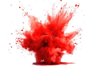 Poster - Red explosion of blood splatter on a white background creating an abstract artistic design isolated on a white background.