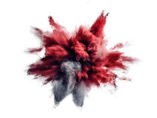 Poster - Red and white powder explosion creating a vibrant and dynamic visual effect on a dark background isolated on a white background.