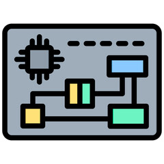 Aufkleber - Electronics Circuit Outline Color Icon