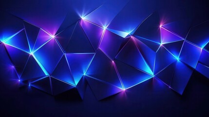 Poster - A vibrant, abstract design featuring illuminated geometric shapes in blue and purple hues against a dark background.