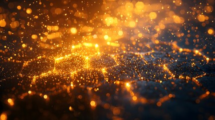 Poster - Stunning Close-Up of Golden Bokeh Lights Over a Dark Surface Creating a Magical and Sparkling Atmosphere Ideal for Background or Artistic Projects