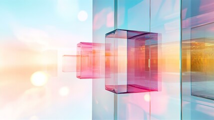 Wall Mural - Abstract background with glossy geometric shapes 