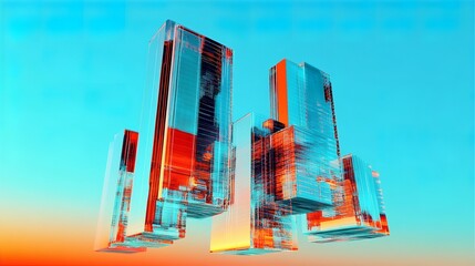 Wall Mural - Abstract background with glossy geometric shapes 