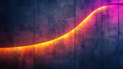 Poster - A vibrant, abstract image featuring a glowing curve of orange and purple against a textured, dark background.