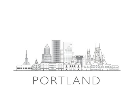 Portland skyline cityscape vector illustration