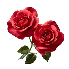 Wall Mural - two red roses isolated on transparent background cutout