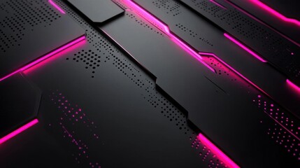 Poster - A sleek, modern abstract design featuring dark surfaces accented with vibrant pink lines and patterns, evoking a high-tech aesthetic.