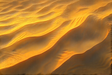 Wall Mural - Golden-highlighted desert dunes creating textured waves under sunset holiday background