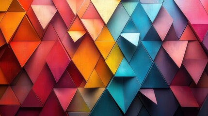 Poster - A vibrant geometric pattern featuring colorful triangles and sharp angles, creating a dynamic visual experience.