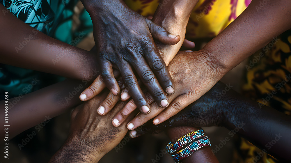 Diverse Hands Stacked Together Outdoors - A Symbol of Unity and ...