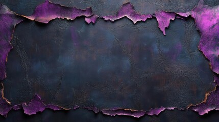 Poster - A textured background featuring dark tones with a vibrant purple frame, showcasing a torn paper or fabric effect.