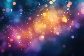 Poster - Radiant bokeh bursts with colorful lens flares against a dark canvas, perfect for festive events, modern art projects, and dynamic party imagery. Ideal for photographers and designers