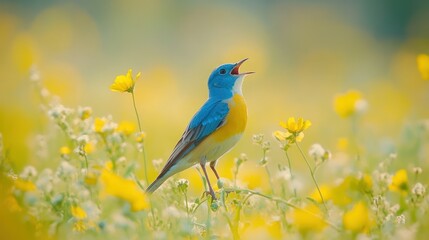 Bluebird singing spring meadow nature wildlife