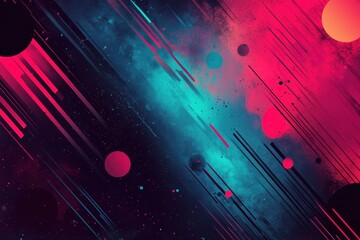 Fototapete - Dynamic synthwave abstract backdrop with rich gradients in red, blue, and black, highlighting fluid patterns and textured noise for modern digital projects and creative designs