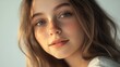 © kiki__ - Close-Up Portrait of a Young Woman with Golden Hair and Blue Eyes