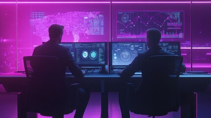 Cybersecurity Professionals Monitoring Data