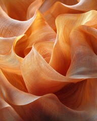 Poster - Flowing orange fabric textures studio close-up soft lighting still life textile art