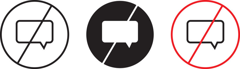 Wall Mural - no chat icons – speech bubbles with prohibition symbols