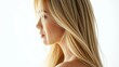 © FrameFinesse - Close-up profile side view of a beautiful blonde woman isolated on transparent background