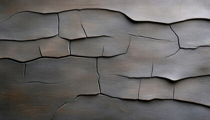 Poster - Deep cracks create a rugged texture on a dark surface, evoking a natural landscape