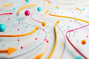 Poster - Abstract 3D rendering of colorful pathways and spheres.