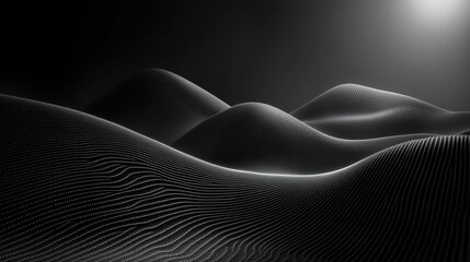 Poster - abstract elegant waves in black and white minimalist design