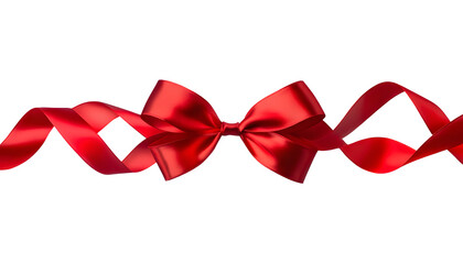 Wall Mural - red ribbon bow border isolated on transparent background cutout