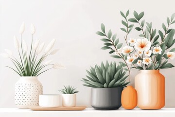 Poster - A flat illustration of a simple window with slightly open curtains, drawn in soft pastel tones and minimal detailing