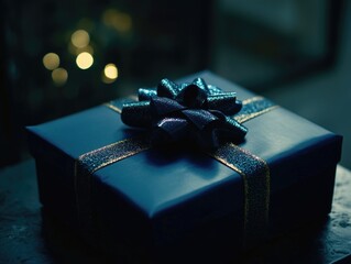 Wall Mural - Blue Gift Box with Bow