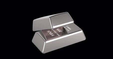 Poster - Molybdenum ingots rotation animation, seamlessly loopable. 3D rendering isolated on transparent background