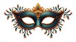 © NoblePix - Elegant Carnival Mask with Gold Detailing and Vibrant Feathers on White Background