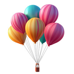 colorful luxury balloons isolated on transparent background cutout