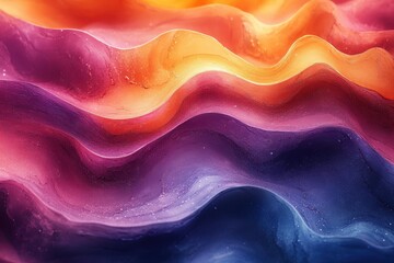Poster - Vibrant wavy layers of colorful material creating a stunning visual effect in abstract art form