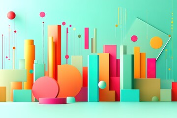 Poster - Abstract colorful 3D geometric shapes