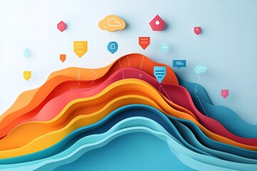 Poster - Abstract colorful data visualization waves
