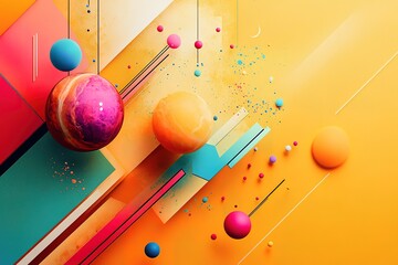 Poster - Abstract spheres and geometric shapes in vibrant colors