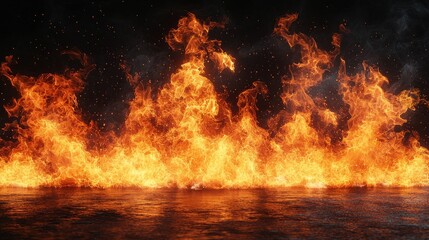 Poster - Dynamic flames on black background abstract texture high resolution digital art dark environment visual concept