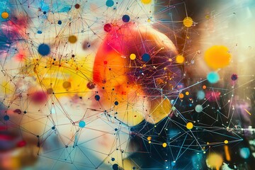 Fototapete - Abstract colorful network connections
