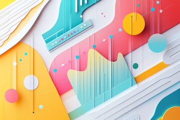 Poster - Abstract colorful shapes and lines design