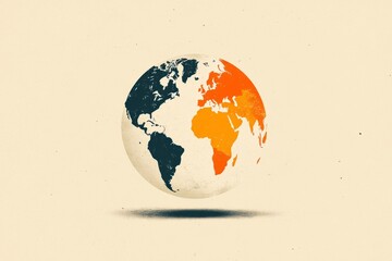 Poster - A minimalist globe icon with simple, clean lines and muted colors, symbolizing the interconnected world