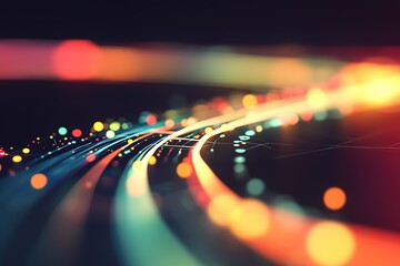 Poster - Abstract colorful light trails and glowing particles
