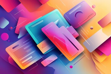 Poster - Abstract vibrant geometric shapes and forms