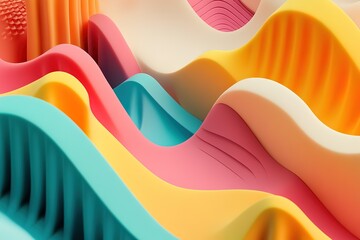 Poster - Abstract colorful waves and curves