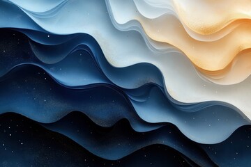 Poster - Fluid waves of color create a serene and abstract visual experience in a harmonious interplay of light and shadow