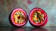 © Bejo - Halved passion fruit, rustic background, food photography.