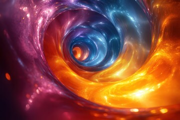 Poster - Colorful swirling vortex conveys the beauty of abstract art through vibrant hues and dynamic motion in a digital creation