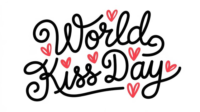 Text writing for the World Kiss Day collection. Vector illustration created by hand. Generative Ai