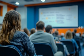 Wall Mural - Woman in Sweater at University Lecture